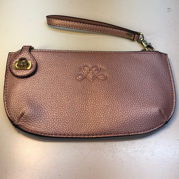 Demdaco Handbags - Demdaco Metallic Rose 6” Wristlet